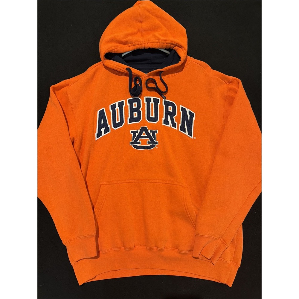 Auburn Tigers Long Sleeve Embroidered Hooded Pullover Sweatshirt Mens Medium